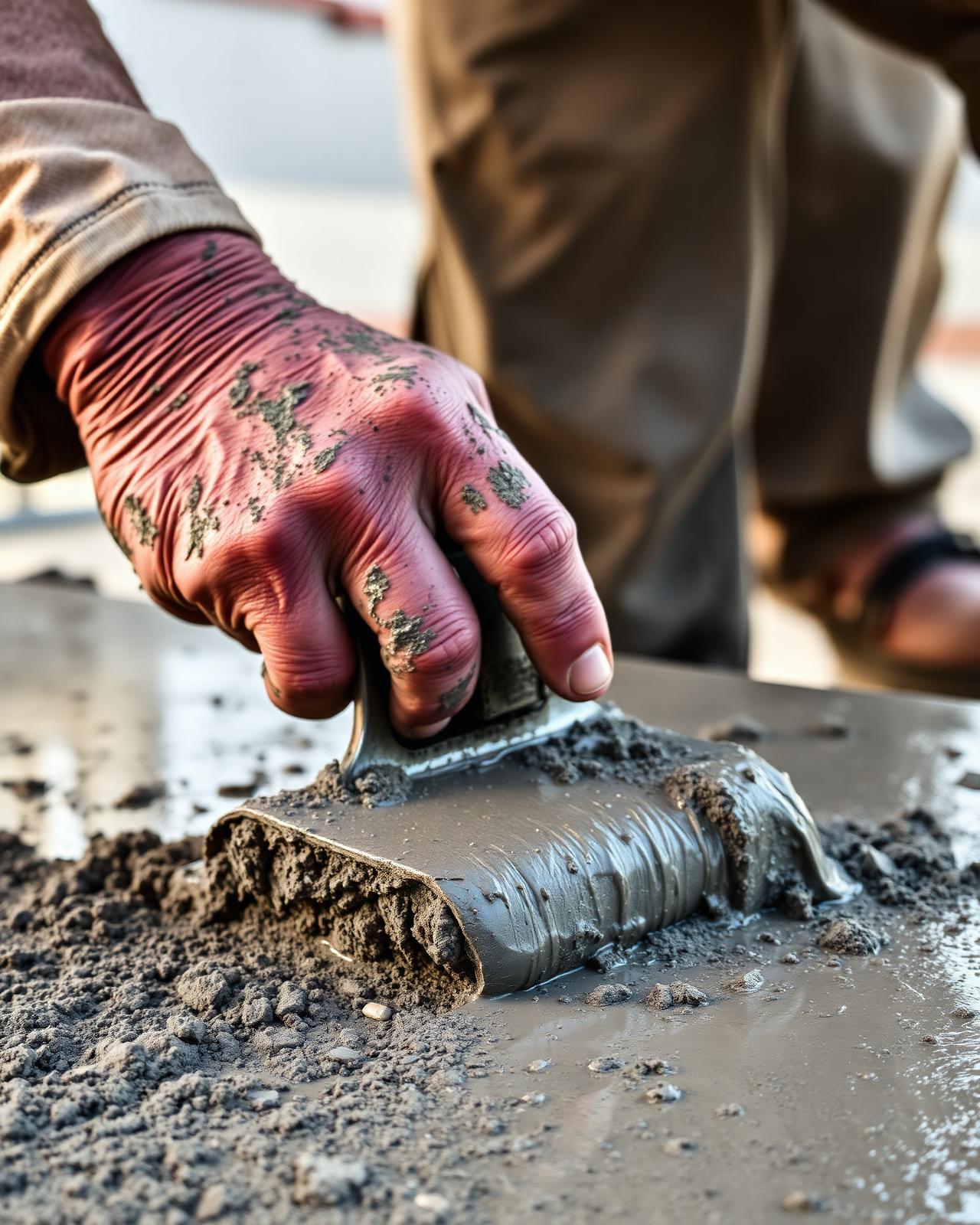 Cobland Concrete contractor finishing wet concrete with a steel trowel on a Raleigh NC job site