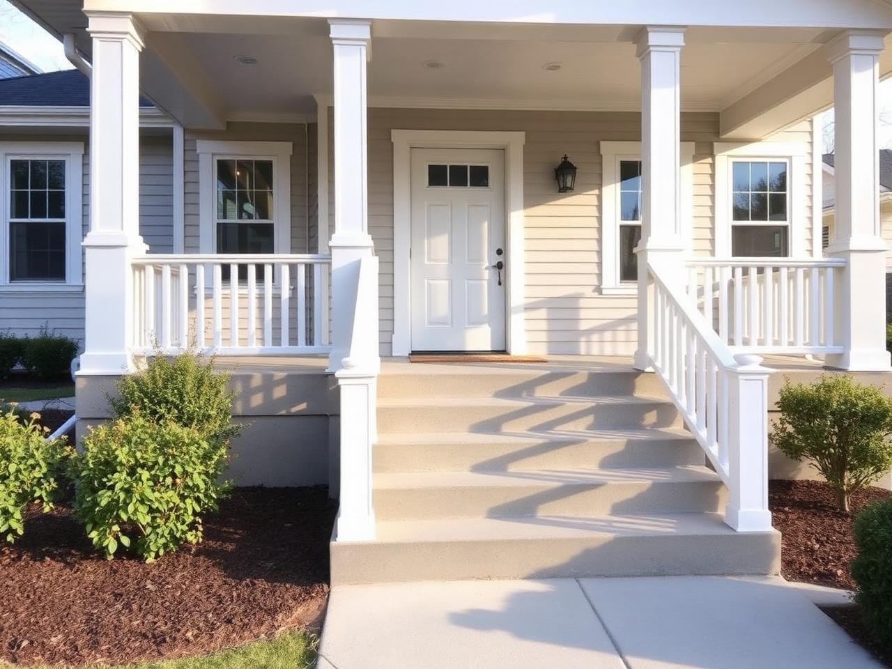 Concrete porch and entryway on a residential home in Raleigh NC